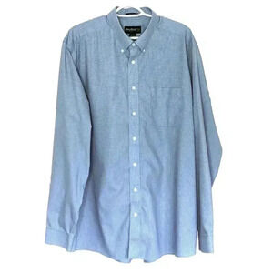 Eddie Bauer mens shirt XL Tall Wrinkle Resistant Relaxed Fit Blue Plaid